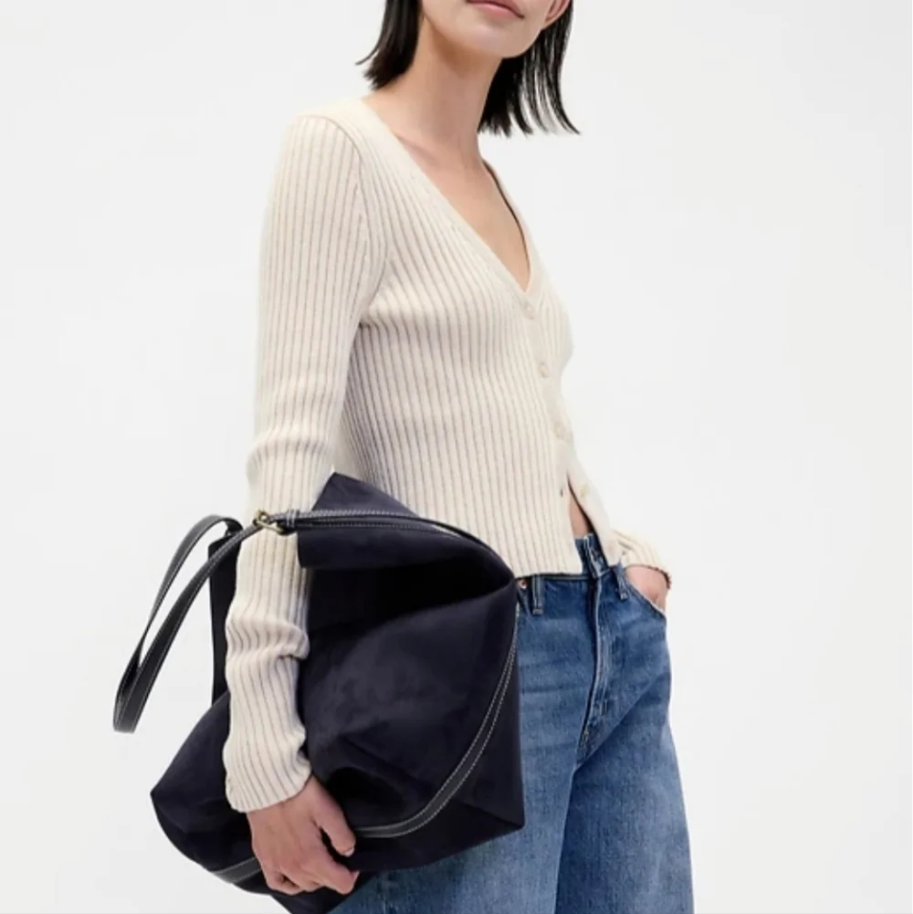 GAP Navy Vegan Suede Bucket Bag